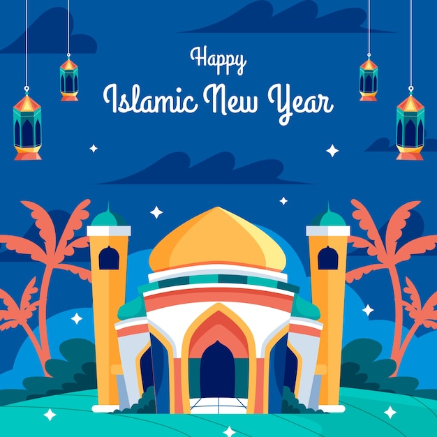 Vector flat illustration for islamic new year celebration