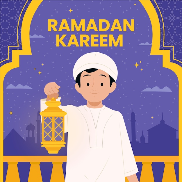 Vector flat illustration for islamic ramadan celebration