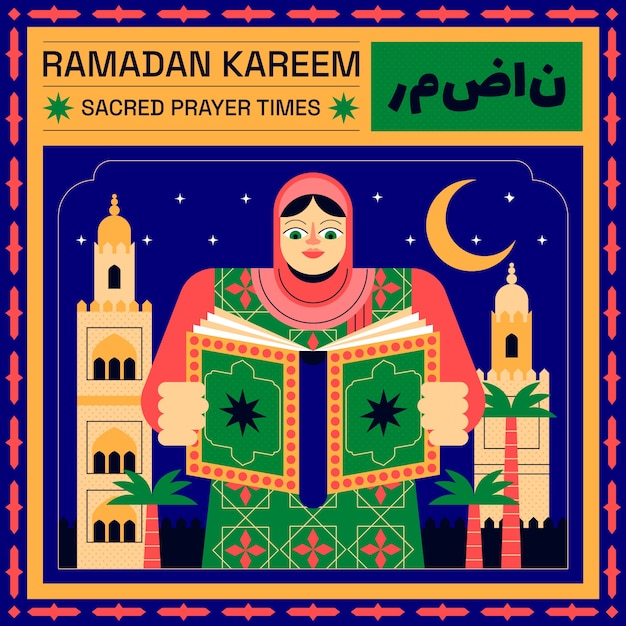 Flat illustration for islamic ramadan celebration