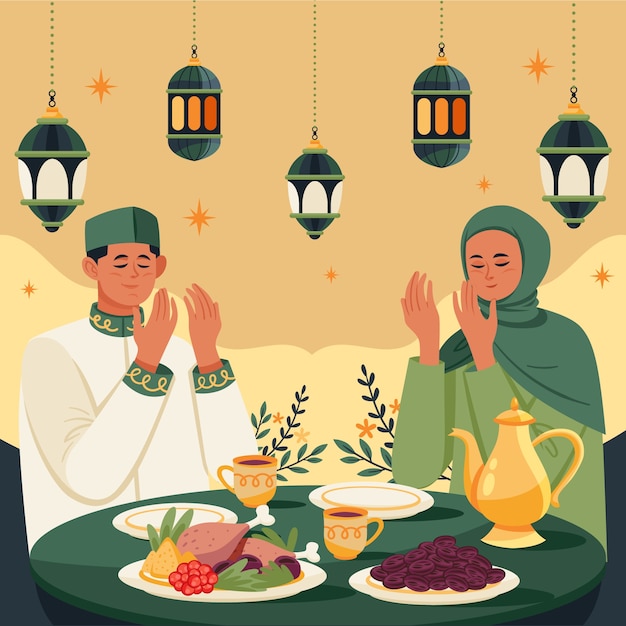 Illustrazione piatta per la celebrazione islamica del ramadan.