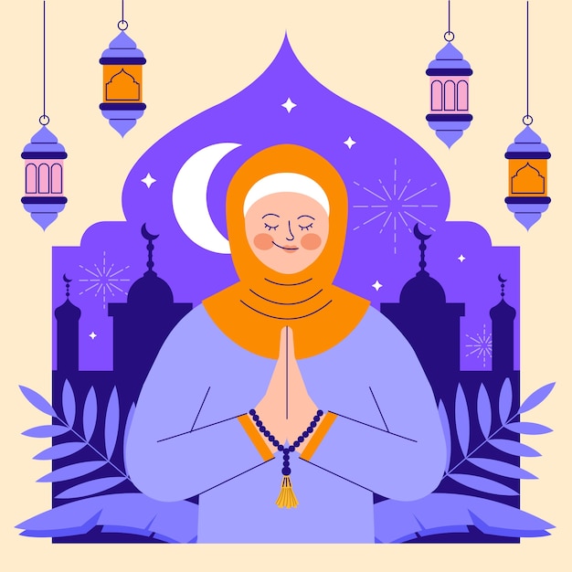 Illustrazione piatta per la celebrazione islamica del ramadan.