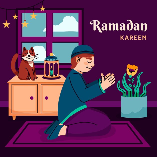 Flat illustration for islamic ramadan celebration