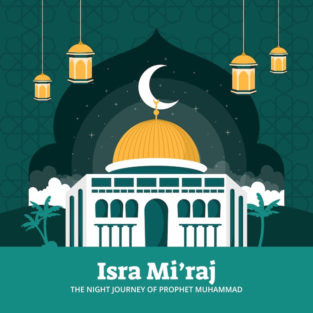 Vector flat illustration for isra miraj