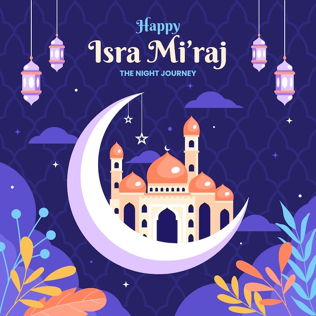 Vector flat illustration for isra miraj