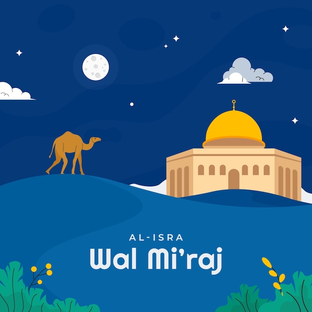 Плоская иллюстрация для isra miraj