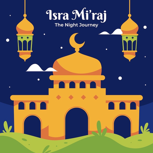 Vector flat illustration for isra miraj