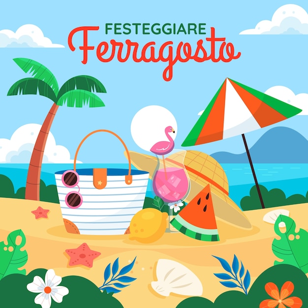 イタリアのフェラゴストのお祝いのためのフラットの図
