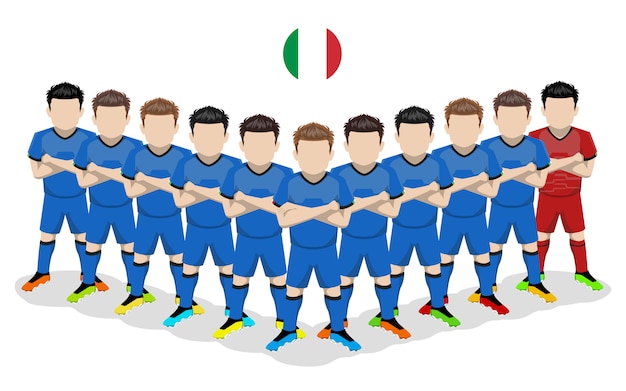 Illustrazione piatta della nazionale italiana di calcio per la competizione europea