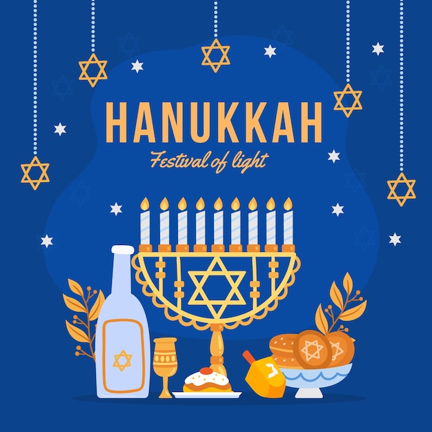Flat illustration for jewish hanukkah celebration