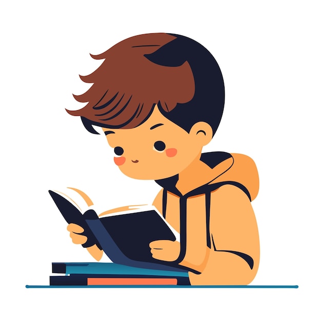 Flat illustration a kid studying cute style