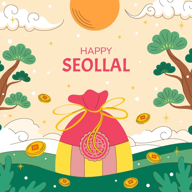 Flat illustration for korean seollal holiday