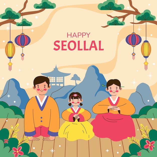 Vector flat illustration for korean seollal holiday