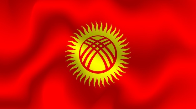 Flat Illustration of Kyrgyzstan national flag