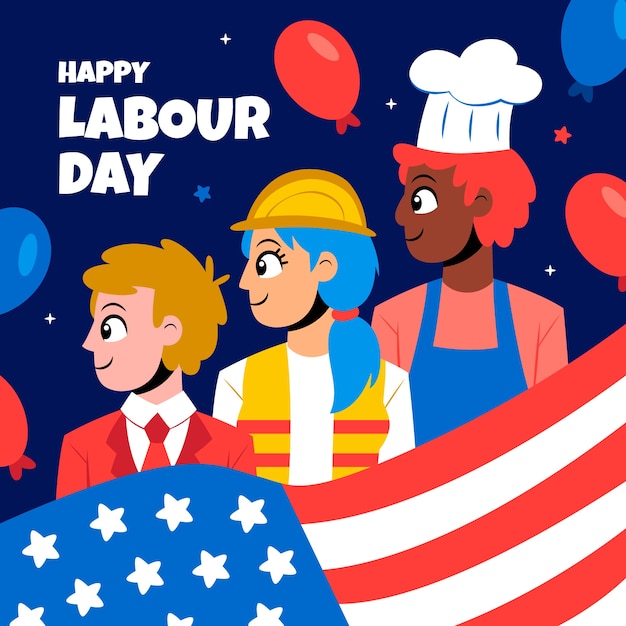 Illustrazione piatta per la celebrazione della festa del lavoro