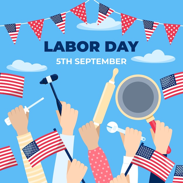 Vector flat illustration for labor day celebration