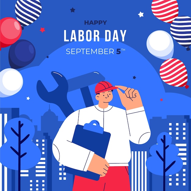 Vector flat illustration for labor day celebration