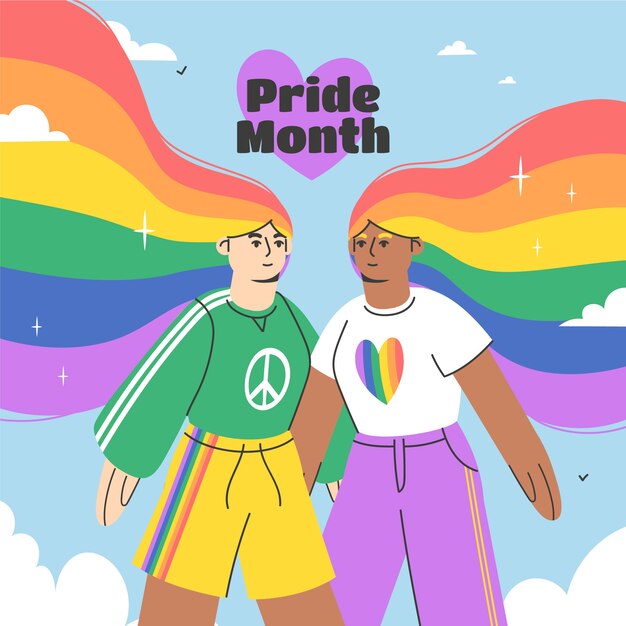 Vector flat illustration for lgbtqi pride month celebration