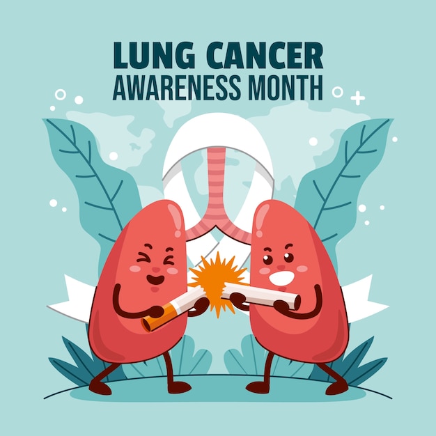 Vettore illustrazione piatta per il mese di sensibilizzazione sul cancro al polmone