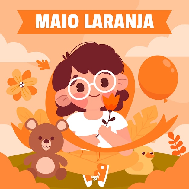 Vector flat illustration for maio laranja awareness