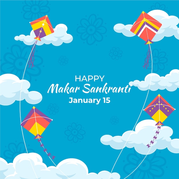 Vector flat illustration for makar sankranti festival