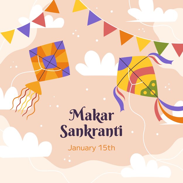 Vector flat illustration for makar sankranti festival