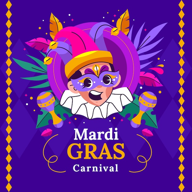 Flat illustration for mardi gras festival