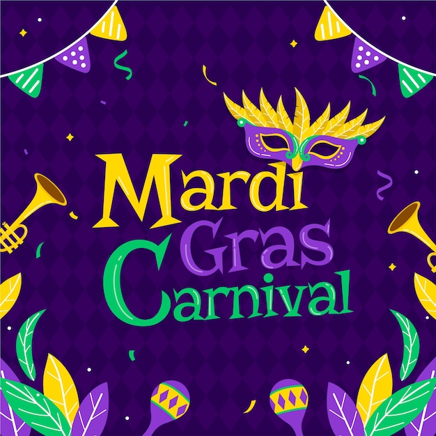 flat illustration for mardi gras festival