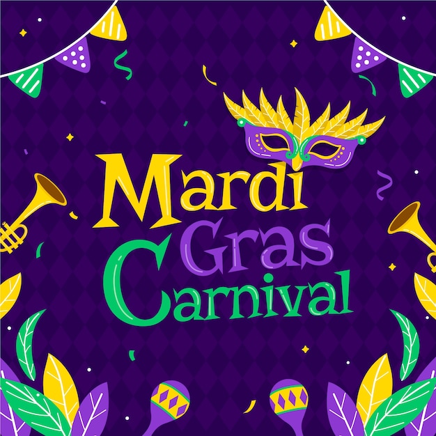 Flat illustration for mardi gras festival