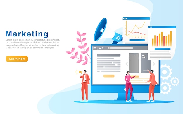flat illustration marketing with the concept of company staff