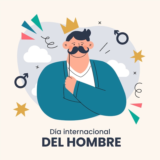 Flat illustration for men's day in spanish