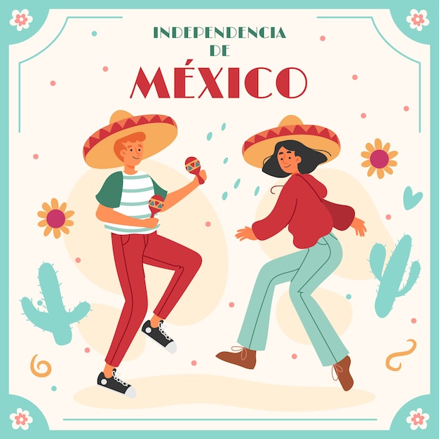 Vector flat illustration for mexico independance celebration