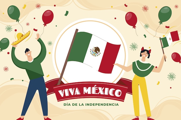 Vector flat illustration for mexico independance celebration