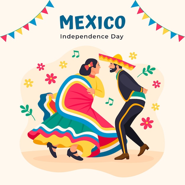 Vector flat illustration for mexico independance celebration