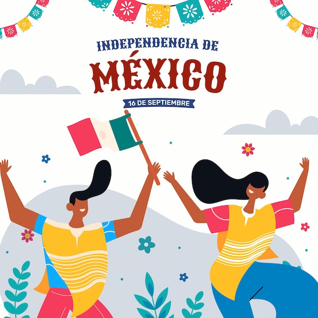 Vector flat illustration for mexico independance celebration