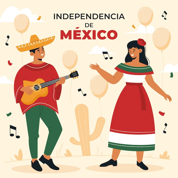 Vector flat illustration for mexico independence celebration