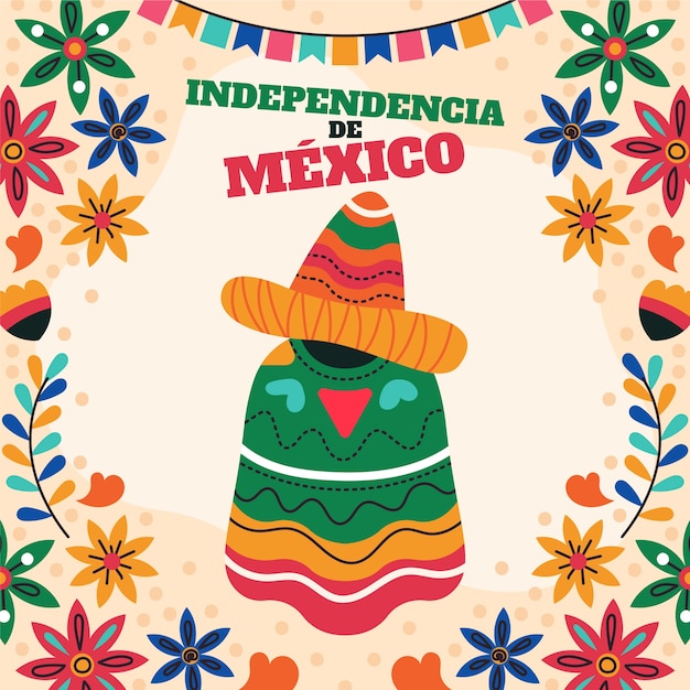 Vector flat illustration for mexico independence celebration