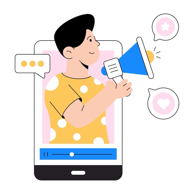 A flat illustration of mobile marketing