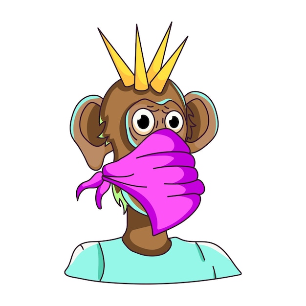 A flat illustration of monkey face