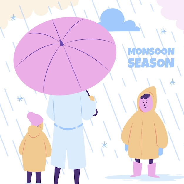 Flat illustration for monsoon season sale