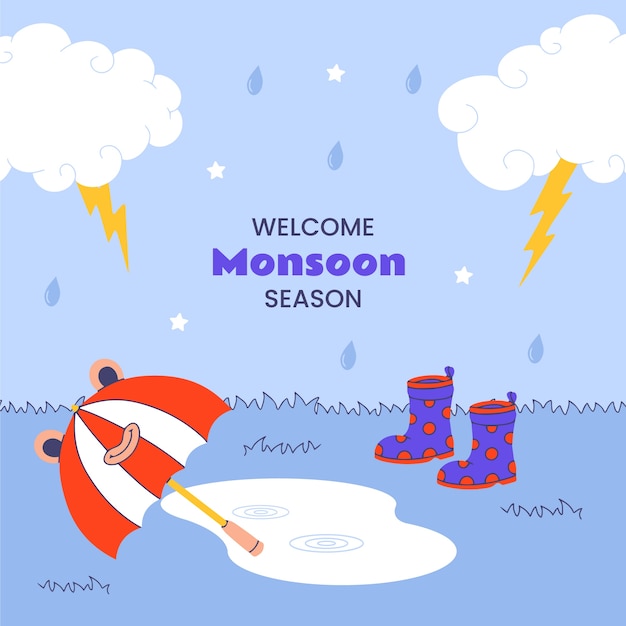 Vector flat illustration for monsoon season sale