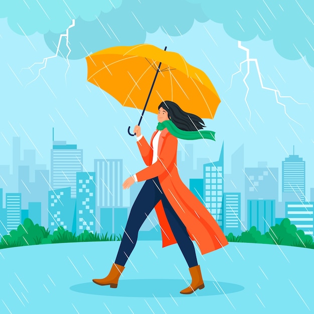 Vector flat illustration for monsoon season