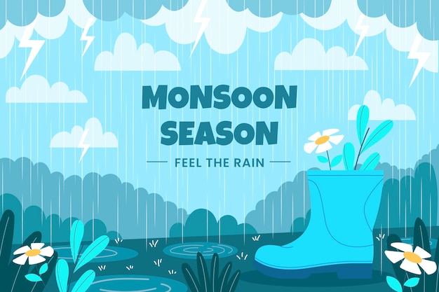 Vector flat illustration for monsoon season