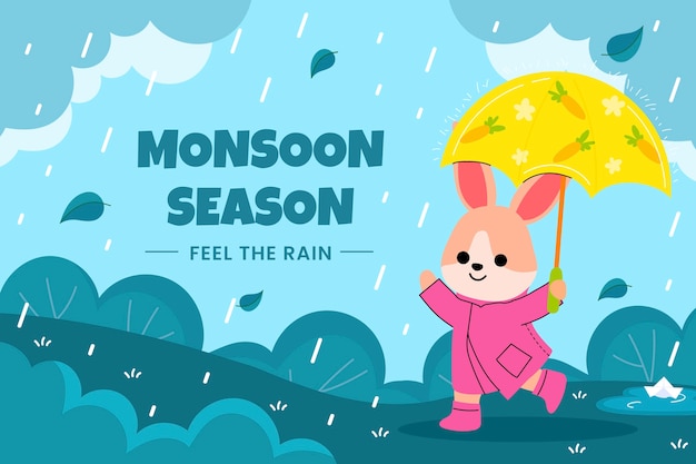 Vector flat illustration for monsoon season