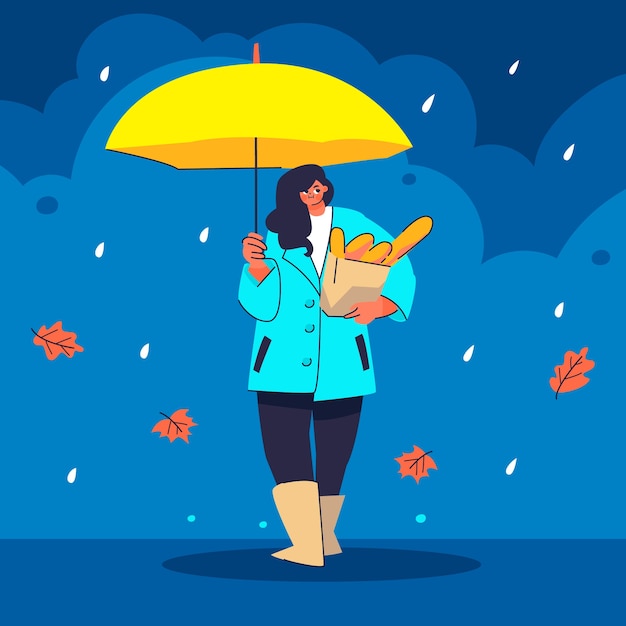 Vector flat illustration for monsoon season