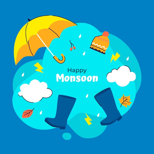 Flat illustration for monsoon season