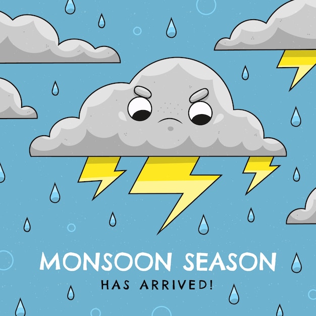 Vector flat illustration for monsoon season