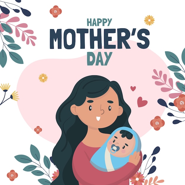 Vector flat illustration for mother's day celebration