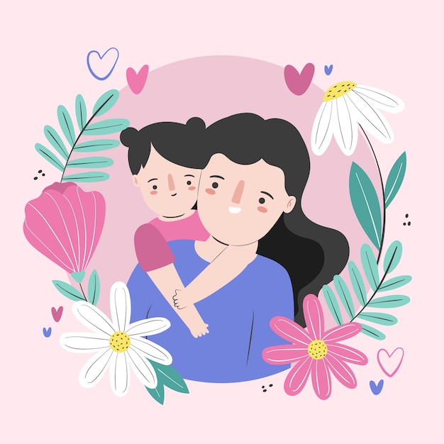 Vector flat illustration for mother's day celebration