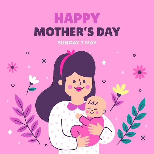 Flat illustration for mother's day celebration