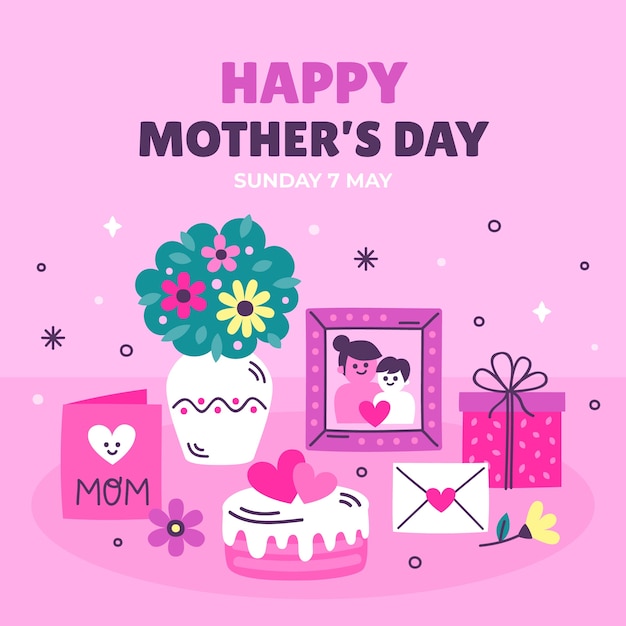 Flat illustration for mother's day celebration